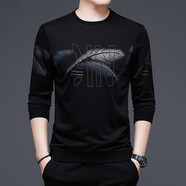 愧愿羊新款長(cháng)袖T恤男潮流個(gè)性印花薄款棉中青年時(shí)尚韓版打底衫百搭上衣 635款 L /170適合體重120-140