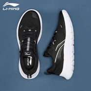 李寧（LI-NING）運(yùn)動鞋男鞋新款SOFT輕量回彈減震網(wǎng)面透氣休閑跑步鞋 黑色/白（輕羽） 大網(wǎng)面 40