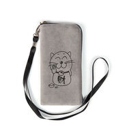 貝意品新款防摔防塵手機袋隨身攜帶加厚拉鏈掛脖手機套裝手機的小布袋 灰【2個(gè)裝】 7英寸