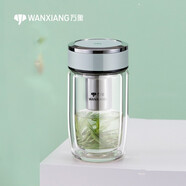 萬(wàn)象（WANXIANG）雙層玻璃杯女生水杯高顏值小巧便攜泡茶杯子水晶口杯辦公隔熱杯子 小巧款【200毫升】灰綠色