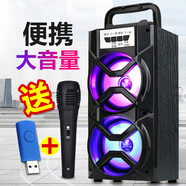 拼搏者 便攜藍牙音箱大音量低音炮戶(hù)外小型廣場(chǎng)舞音響迷你帶麥克風(fēng)家用手機微信收款語(yǔ)音播報器