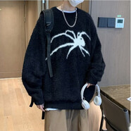 菲尼東爵（FNAADOOG）破洞毛衣男寬松潮流日系復(fù)古百搭休閑下擺開叉針織衫線衣外套外穿 杜噠890黑色 2XL