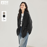對(duì)白寬松廓形通勤西裝外套女2025年秋新款oversize氣質(zhì)休閑小西服 靜謐黑 S