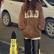 柚宏外套女學(xué)生寬松ins韓版2023春秋季外穿開衫衛(wèi)衣ins上衣潮 咖色 【版】 L 適合105-120斤