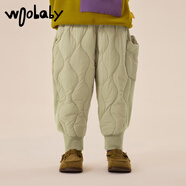 Woobaby兒童羽絨褲女童男童褲子寶寶長褲外穿加厚保暖褲 WB2206068灰卡其 80cm