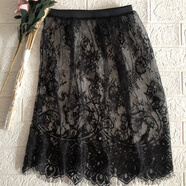 【雷絲】蕾絲超短半身裙內搭神器屁簾兒下擺遮屁股疊穿小屁簾大碼刺繡矮個(gè)子子百搭半截裙 新增黑色55厘米 XL    120-135斤