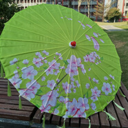 OIMG杭州西湖古風(fēng)流蘇傘油紙傘漢服攝影古裝傘裝飾道具兒童舞蹈走秀傘 經(jīng)年+流蘇 綠桃花綠流蘇 半穿 x 70cm（學(xué)生用）
