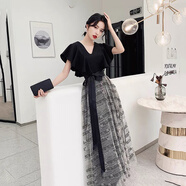 諾麗緹小晚禮服女宴會(huì )氣質(zhì)平時(shí)可穿法式高端輕奢小眾名媛洋裝連衣裙夏季 黑色長(cháng)款 XL