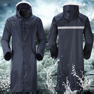 兜市精選男款雨衣單人帶反光條防風(fēng)防雨長(cháng)款雨衣連體執勤外賣(mài)騎手小哥雨披 藏青色-2XL