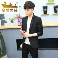 金盾（JINDUN）  西服男2024單西男韓版修身小西裝男裝外套男休閑上衣小西服套裝 黑色單件-TZ09 M -（90-112斤）
