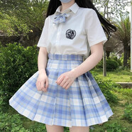 唐努烏（Tang Nu wu）【8件套】少女JK制服百褶格裙襯衫校服正半身學(xué)院風(fēng)短裙子女學(xué)生 不死川套裝 M 【90-105斤】