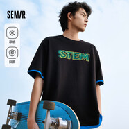 森馬（Semir）【短袖合輯】短袖T恤男夏季男女同款休閑風(fēng)上衣t恤百搭簡約款 L款-黑色90001（單件） 160/80A/XS
