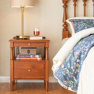 品木客全實(shí)木床頭柜復古櫻桃木儲物柜原木風(fēng)床邊柜臥室沙發(fā)邊幾 40cm寬/櫻桃木/中古色/現貨