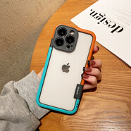 旭杉斯新款純邊框透氣散熱殼適用于蘋果15手機殼iPhone13promax無背板保 純邊框拼接橙+藍(lán)無背板*只有13 iPhone 6s Plus