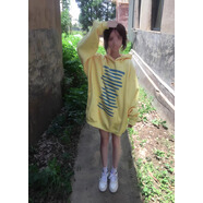 風(fēng)采兔 美式高街字母印花連帽衛衣男女2023秋冬新款寬松情侶外套帽衫潮 黃色【加絨款】 M