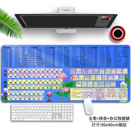 朋訊（PENGXUN） 五筆字根表鼠標墊口訣鍵盤圖字型助記圖學打五筆字根表圖高清五筆鼠標墊辦公電腦墊 藍色五筆+拼音+快捷鍵90x40cm