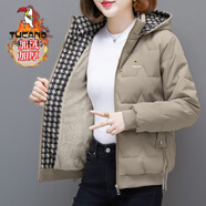 啄木鳥（TUCANO）羊羔絨棉服外套女秋冬新款洋氣加絨加厚保暖棉衣面包服夾克棉襖子 卡其色 L 建議95-110斤