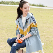 紫洛妮初高中生外套女學(xué)生春秋裝新款寬松休閑青少女大童15歲風(fēng)衣學(xué)院風(fēng) 2269淺藍色 XL