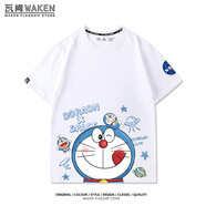 NASA聯(lián)名哆啦A夢機(jī)器貓小叮當(dāng)寬松夏季純棉短袖男女T恤上衣服卡通 白色 S