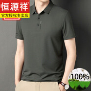 恒源祥男士短袖t恤polo衣衫春秋翻領(lǐng)半袖冰.絲純色休閑真絲t恤涼 yxl69-3019草灰【1件裝】 165/M 推薦(95~115斤)