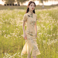 佐緋絡(luò)旗袍2023改良女春夏季年輕款氣質(zhì)少女小清新淑女風(fēng)中長款 相見歡_D109 M _建議85-100斤
