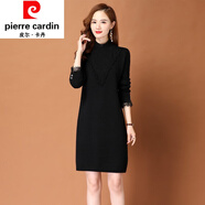 皮爾卡丹女裝羊絨羊毛連衣裙秋冬季2022年新款中長(cháng)款針織打底衫配大風(fēng)衣毛 皮爾卡丹黑色 M 皮爾卡丹