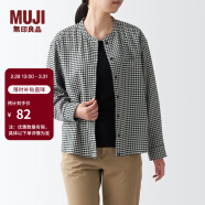 无印良品（MUJI）女式法兰绒 立领衬衫 格子 内搭 衬衣  BCB19C1A 黑色格纹 M