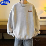 唐號毛衣男秋冬季加絨加厚潮牌日系針織衫2024大碼線(xiàn)衣寬松內搭款衣服 灰色 2XL