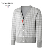 THOM BNAIL TB男裝四條紋開(kāi)衫男2022新款格子針織毛衣湯姆潮牌情侶裝男女春秋季外套 淺灰色 00碼/XS