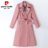 皮爾卡丹（pierre cardin）時(shí)尚韓版2023秋冬套裝新款中長款長袖連衣裙風(fēng)衣外套女套裝針織 6638#粉色外套 2XL