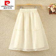 皮爾卡丹（pierre cardin）針織2025歐根紗半身裙女夏季新款高腰薄款中裙小個(gè)子a字裙子紗裙 短款 杏色 M 1 均碼(腰圍60-96c)