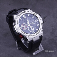 CASIO卡西歐鋼鐵之心GST100 GSHOCK周年限定太陽能藍(lán)牙手表男 GST-B100 GST-B100-1膠帶銀殼