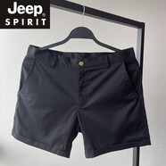 JEEP SPIRIT青年西裝短褲青年超短褲男薄款棉質(zhì)夏天三分休閑褲大碼腰帶四分褲 黑色 4XL 185-200斤