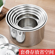 加厚不銹鋼調料罐調味盒味盅豬油罐廚房料缸圓形調味盒打蛋盆辣椒罐 18cm加厚調料罐（無(wú)蓋）送勺子