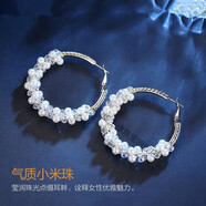 界末新款珍珠水晶個性歐美大耳環(huán)女圓圈網(wǎng)紅氣質(zhì)耳圈大圈圈夸張耳飾88 0168水晶珍珠耳圈