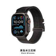 IFACE MALL適用2024新款蘋(píng)果手表表帶apple watch ultra2鈦金屬米蘭尼斯表帶腕帶iwatch S10/9/8/7/6/5SE表鏈 2024新款【鈦黑色 | 米蘭尼斯表帶】 4