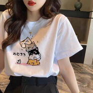 王熙麥 純棉短袖T恤女韓版半袖上衣潮流百搭寬松打底衫圓領(lǐng)半袖上衣夏季 四只小貓 【單件】 L 110-125斤
