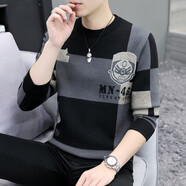 羅網(wǎng)男士毛衣秋冬季打底衫韓版潮流毛衫個(gè)性針織衫青年上衣服潮牌ins 黑色 2XL (135-150斤)