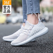 361°運動鞋子女鞋夏季新款網(wǎng)面透氣跑步鞋女軟底輕質(zhì)跳繩鞋休閑旅游鞋 361度白/銀白色 35