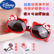 迪士尼（Disney）時尚兒童太陽鏡防1紫外線寶寶墨鏡卡通可愛公主偏光太陽眼鏡女童 翻蓋款:紅色+盒 3-12歲左右