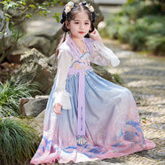 安妮優(yōu)兒漢服女童秋款2025新款古風連衣裙小女孩唐裝兒童超仙古裝裙子春秋 紫色 140
