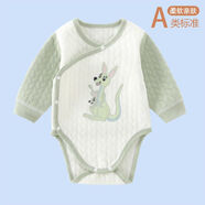 小豬唄睿新生寶寶包屁衣秋冬純棉睡衣寶寶夾棉打底內衣連體三角哈衣爬服春 綠袋鼠夾棉雙層護肚 80
