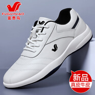 富貴鳥(niǎo)男鞋休閑皮鞋男秋季新品軟底男士休閑運動(dòng)鞋子男潮流透氣小白鞋男 白色 39 (245mm)
