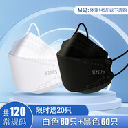 kn95口罩大臉專(zhuān)用胖子3d加大號碼n95柳葉型透氣不勒耳立體口罩 KN95常規碼數【白50+黑50】獨立裝+另送20