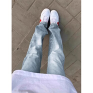 卡圖弛美式cleanfit牛仔褲男秋季潮流修身窄版高街vibe微喇叭長褲子 淺藍色 XL