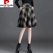 皮爾卡丹（pierre cardin）格子半身裙女毛呢短裙2025新款時(shí)尚a字大擺傘裙秋冬百搭蓬蓬裙 格子 2XL 126-135斤