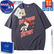 NASA ABOUT動(dòng)漫聯(lián)名無(wú)職轉(zhuǎn)生洛琪希艾莉絲短袖T恤學(xué)生潮流純棉半袖體恤 深灰色-N1280-愛麗絲 XL (重磅純棉)