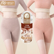 莫代爾五分德絨發(fā)熱保暖打底褲羊毛蠶絲女秋冬中褲加絨靴褲秋褲無(wú)痕短褲 三分褲-卡其+粉色 2條 3XL (適合140-160斤)