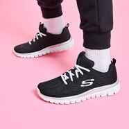 SKECHERS斯凱奇女鞋簡約純色運動鞋 輕質(zhì)透氣減震軟底休閑鞋 12615/BKW 黑色/白色 37