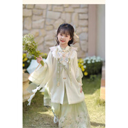 芭倫兔兒童漢服女童明制云肩漢服古風(fēng)套裝超仙長(cháng)裙仙氣秋款2024新 云肩+披帛+大袖衫+馬面裙 110